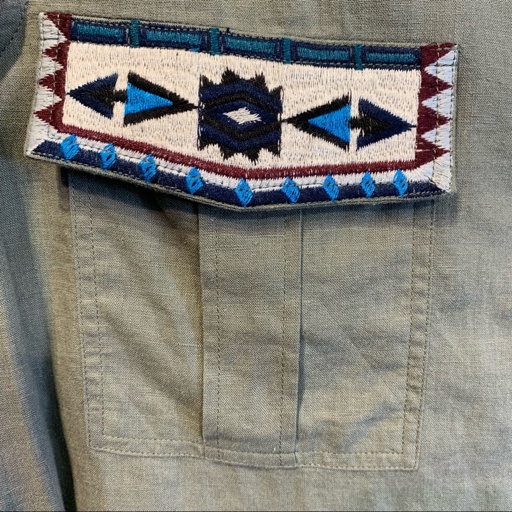 Rails Shirt women's XS Kona Sage Inca Embroidery Linen Southwestern Boho button - Picture 11 of 11